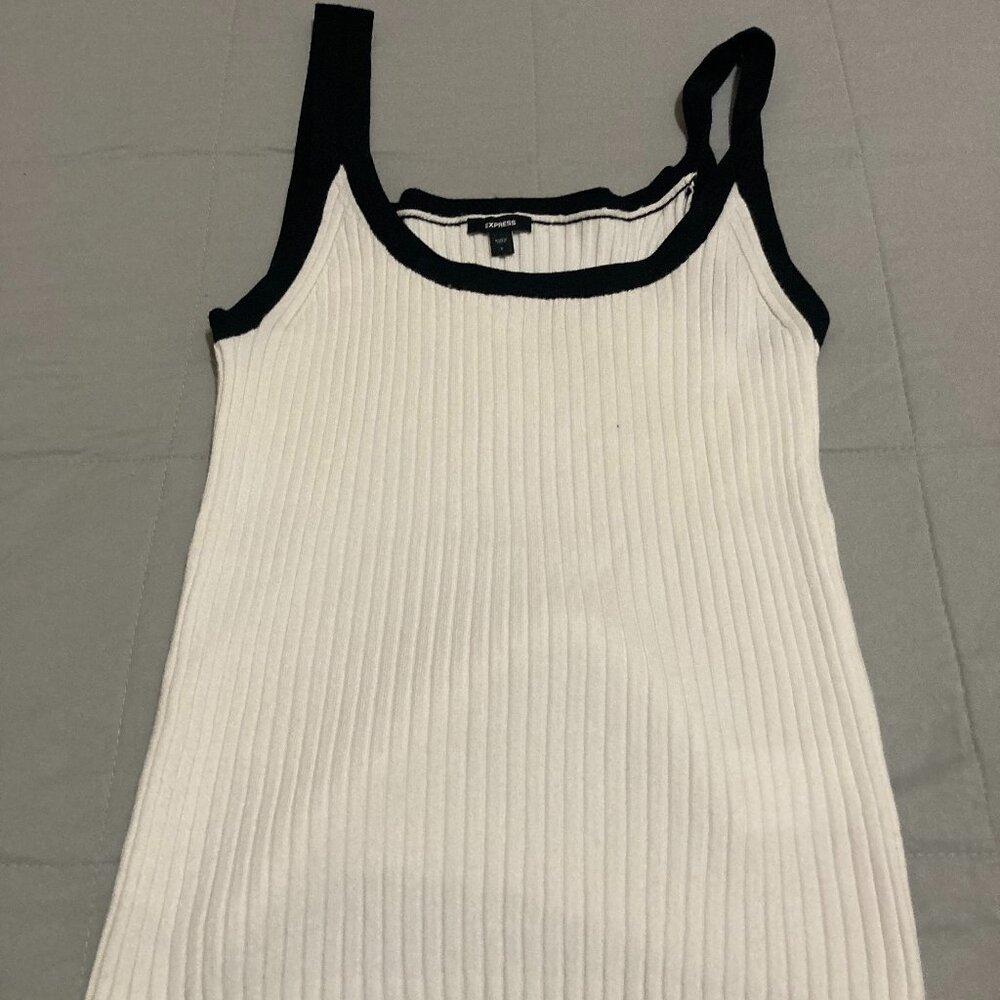 Express Tipped Ribbed Scoop Neck Sweater Tank NWOT L